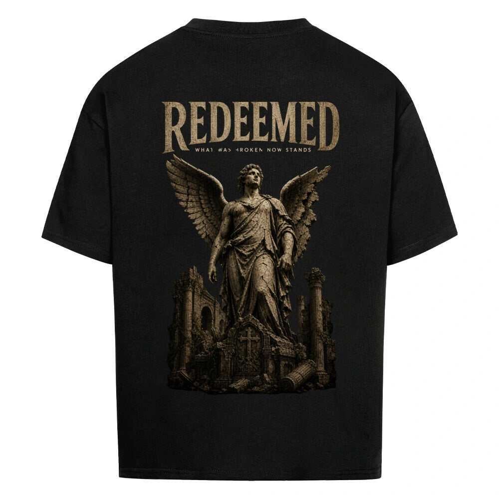 REDEEMED Oversized T-Shirt – Vintage Angel Statue | Premium Heavyweight 240 GSM