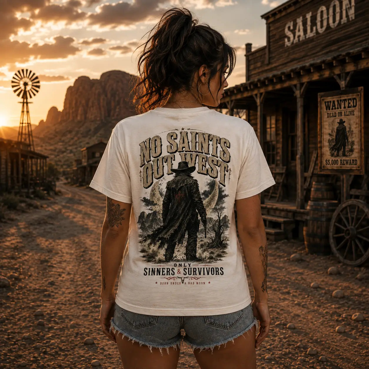 NO SAINTS OUT WEST – Premium T-Shirt  FÐR