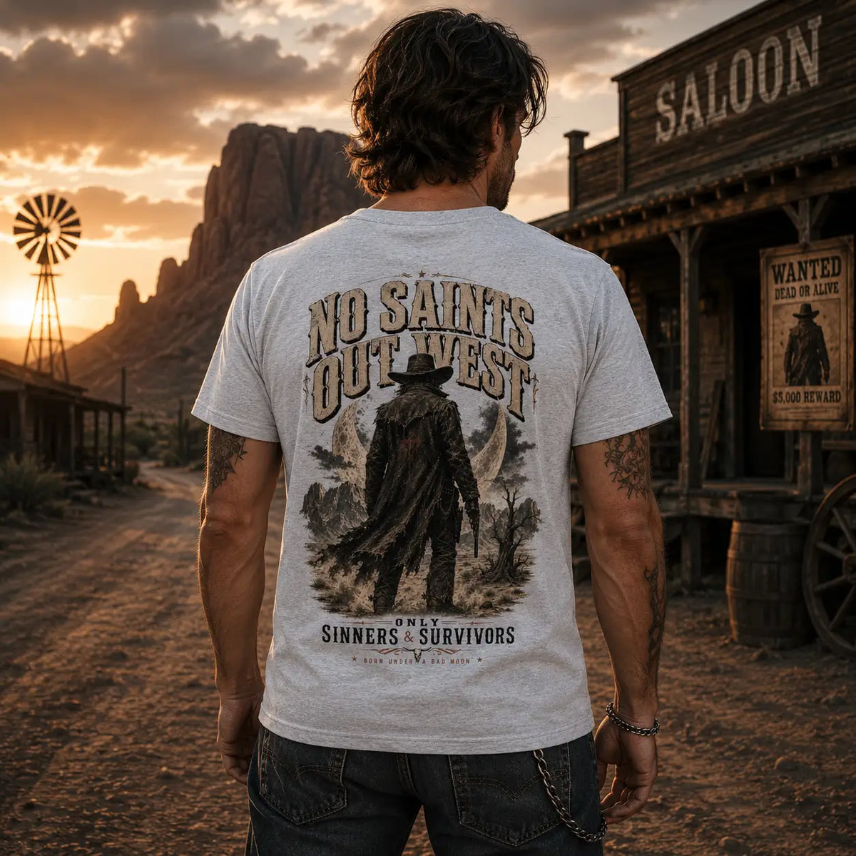 NO SAINTS OUT WEST – Premium T-Shirt  FÐR