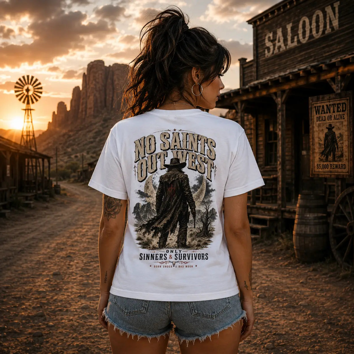 NO SAINTS OUT WEST – Premium T-Shirt  FÐR