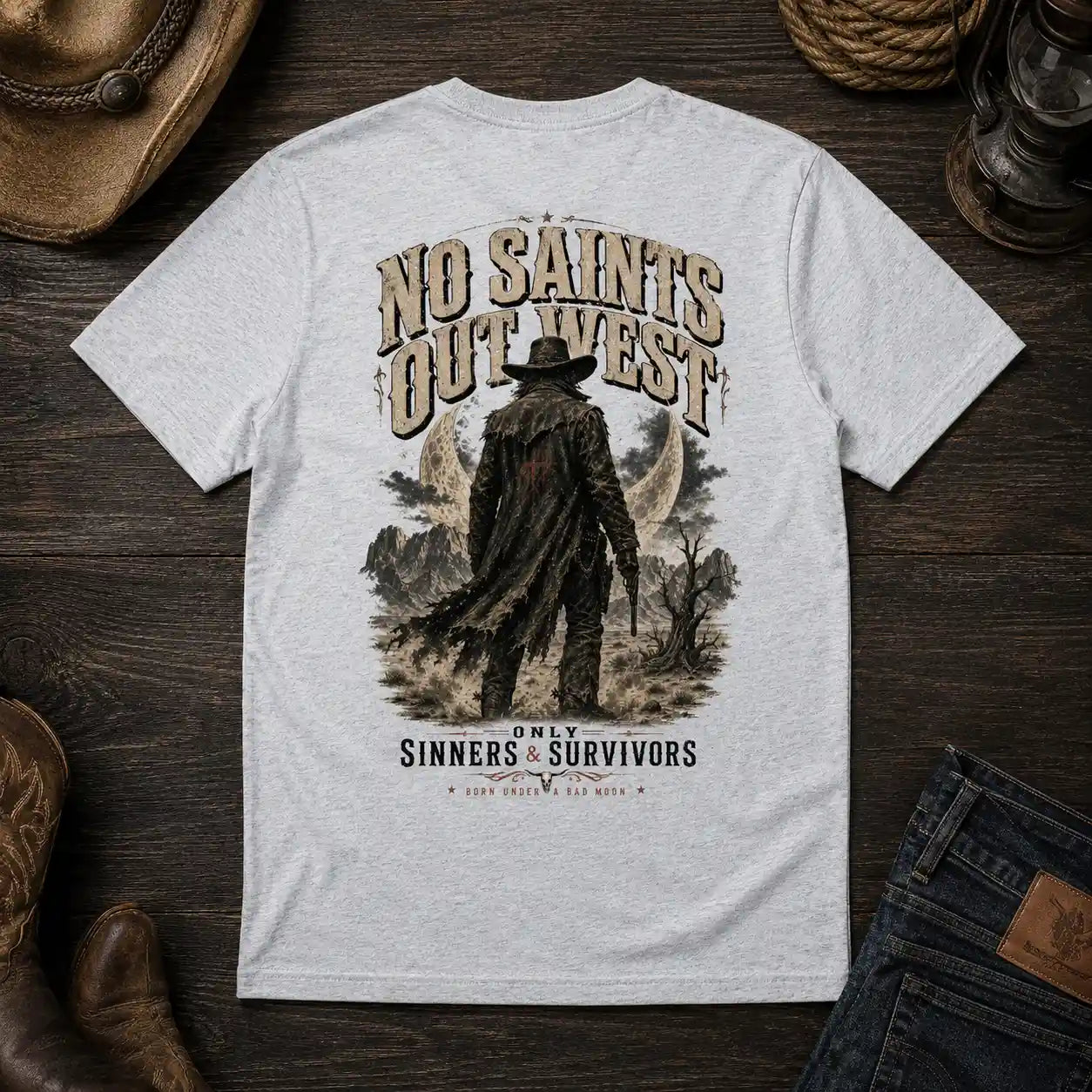 NO SAINTS OUT WEST – Premium T-Shirt  FÐR