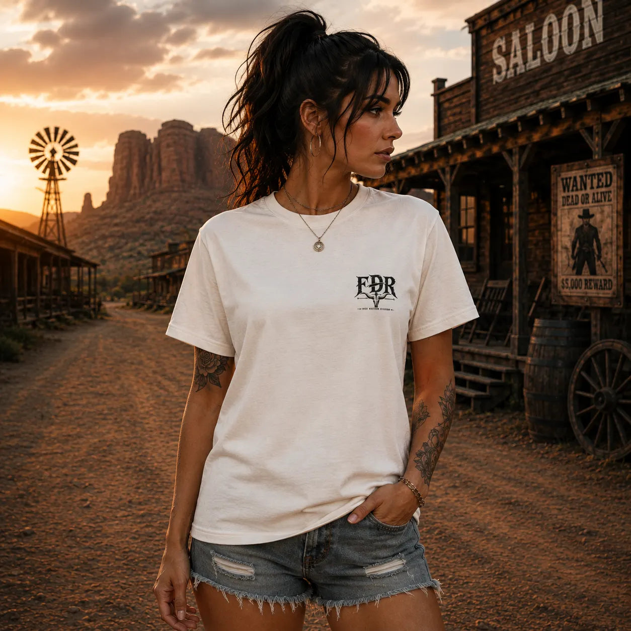 NO SAINTS OUT WEST – Premium T-Shirt  FÐR
