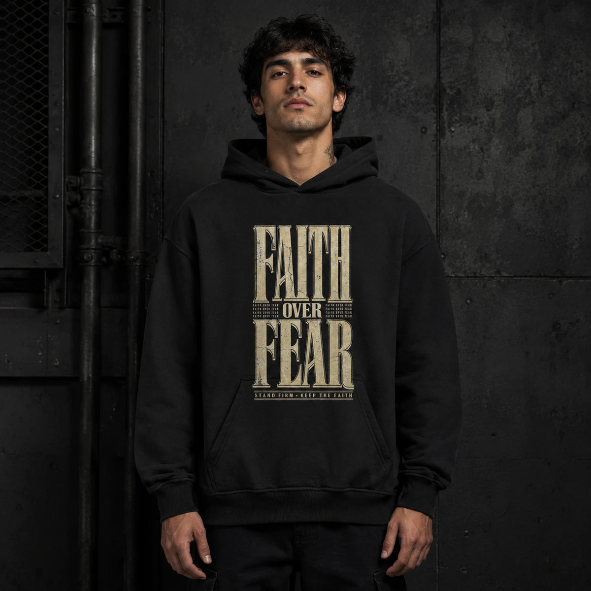 Faith Over Fear – Oversized Hoodie  Extended Frontprint