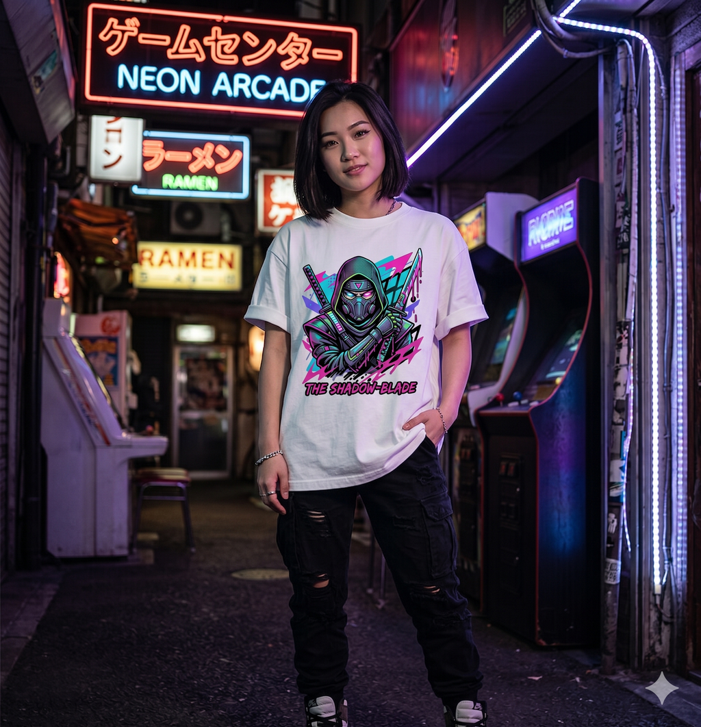 FÐR Oversized Shirt – Heavyweight Shadow Blade NEON GLITCH