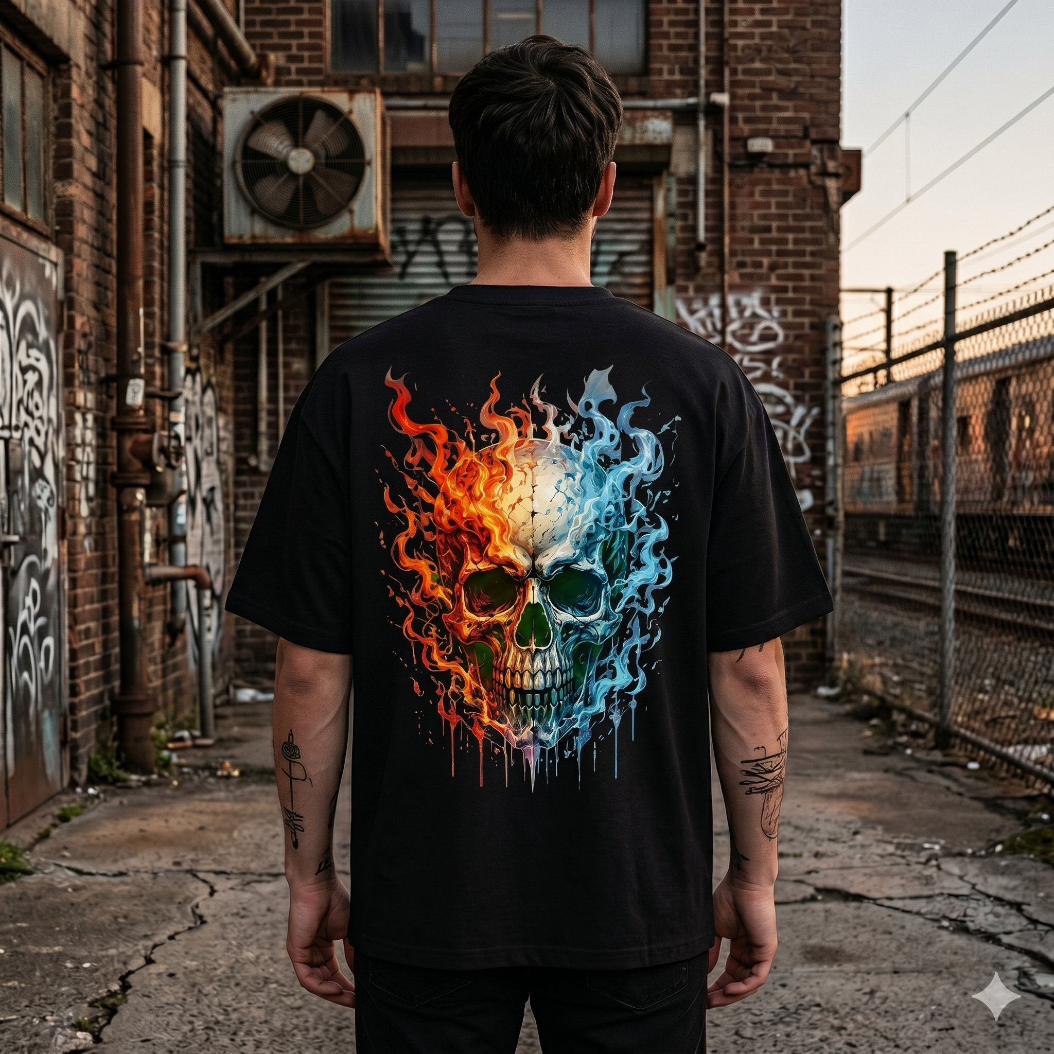 FDR Oversized Shirt – Heavyweight Bone Flames VACANCY