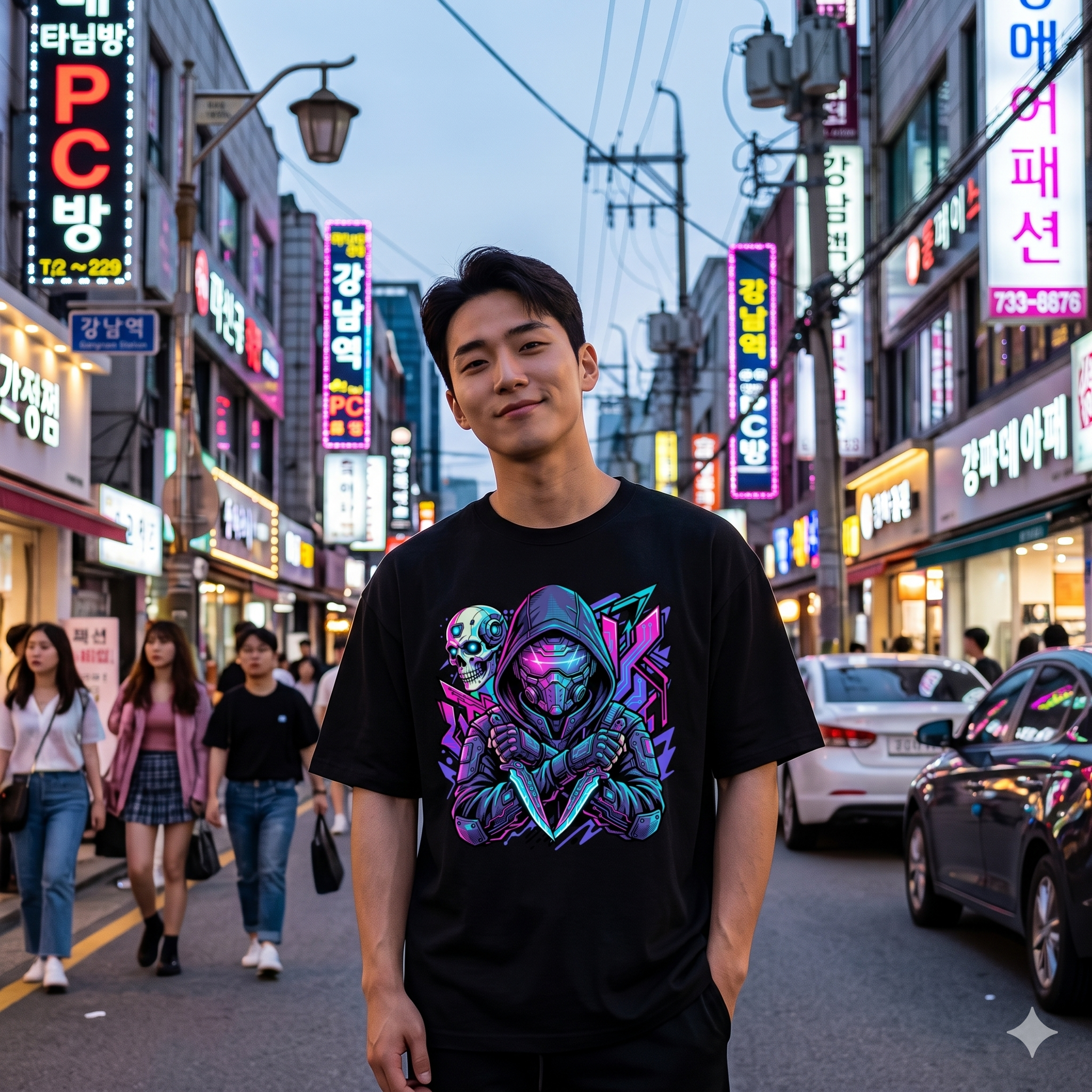 FÐR Oversized Shirt – Heavyweight Cyber Assassin NEON GLITCH