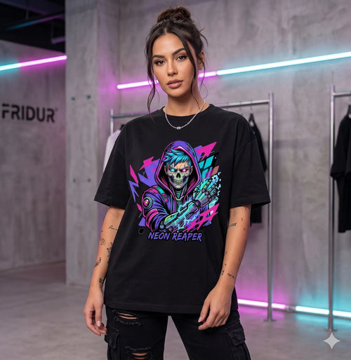 FÐR Oversized Shirt – Heavyweight Neon Reaper NEON GLITCH