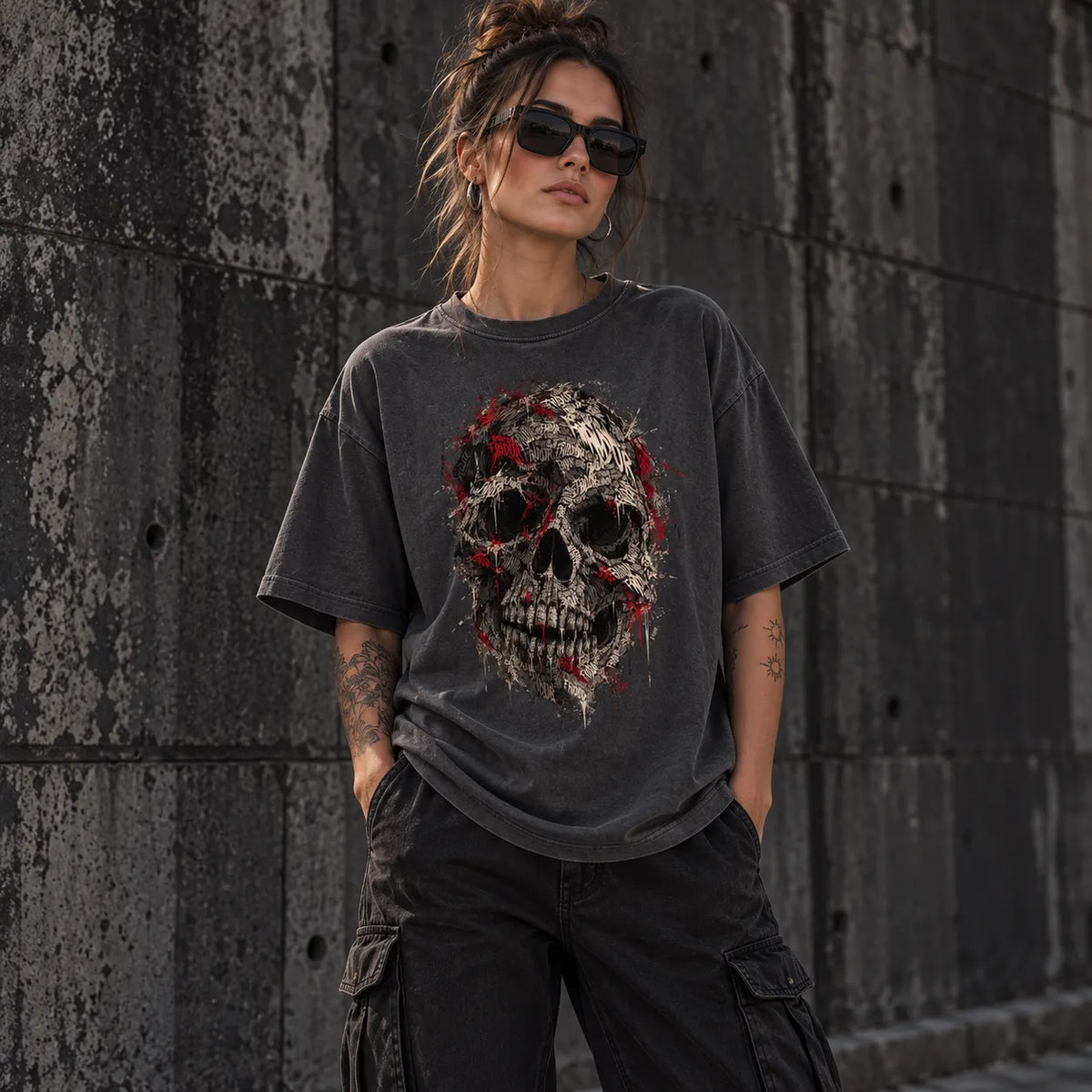 FRIÐUR TYPO SKULL Frontprint – Oversized Shirt