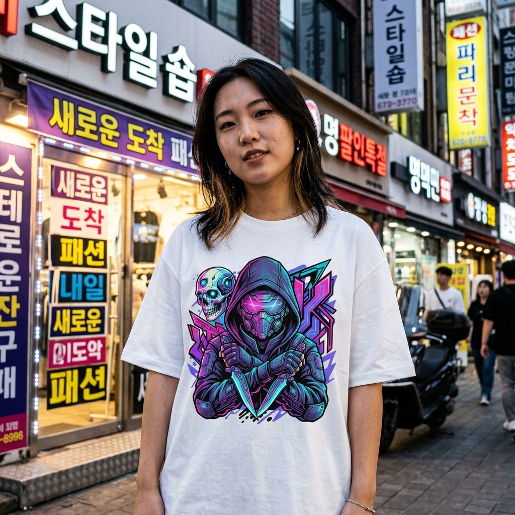 FÐR Oversized Shirt – Heavyweight Cyber Assassin NEON GLITCH